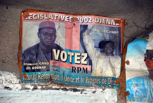 Old election poster, Votez RPM, Djenné, Mali