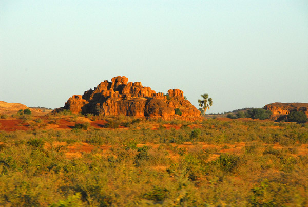Rocky outcropping after miles of flat, Central Mali
