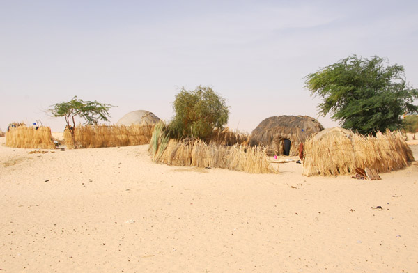 Nomad huts in the Sahara on the edge of Timbuktu