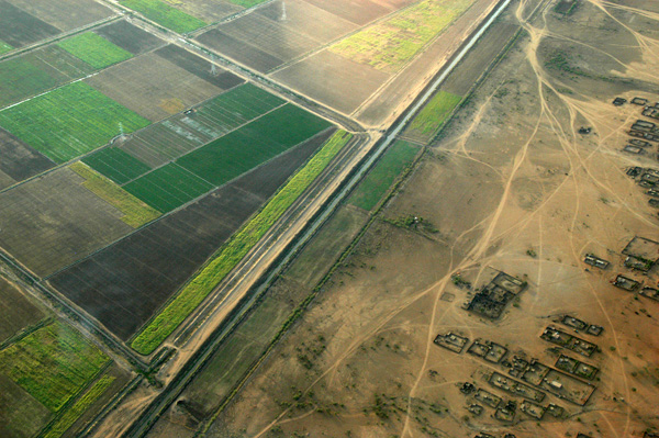 Irrigated fields along the Nile, north of Khartoum, Sudan