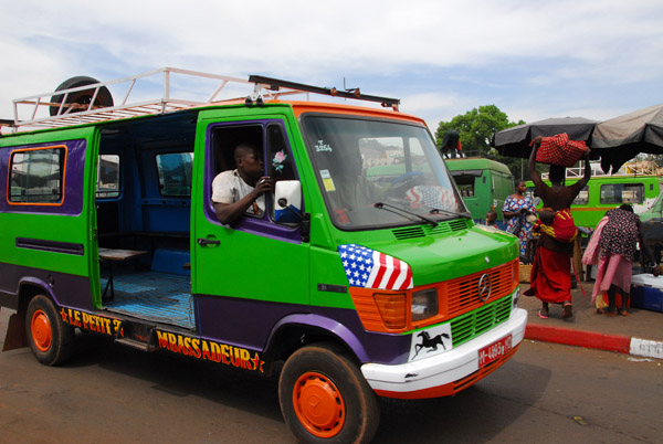 American flag on a Bamako minibus taxi