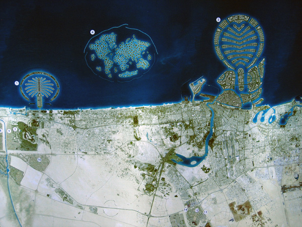 Nakheel map of the Palm Jumeirah, The World and Palm Deira