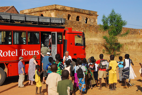 Our big red truck made quite an impression on the local kids in Médine, Mali