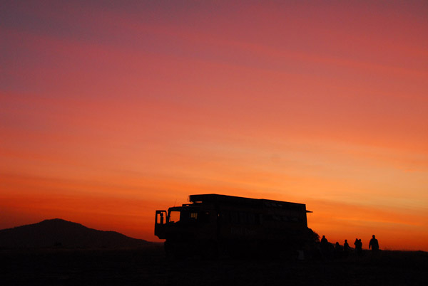 Rotel silhouette at sunset, Chutes de Félou, 24 November 2006, 2 days out of Dakar