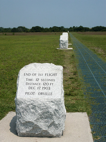 Marker showing the end of the first flight - 12 seconds, 120 feet