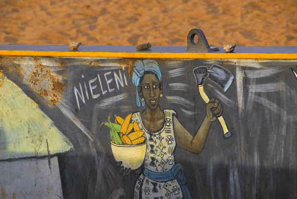 Boat landing in Segou painted for the Festival Sur Le Niger Ségou 2006