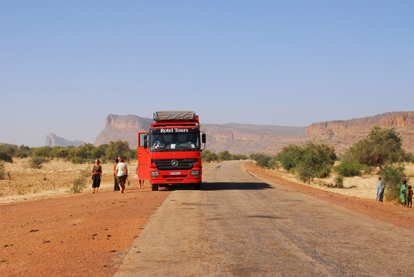 Rotel pulled off the road in the Monts du Hombori, Mali