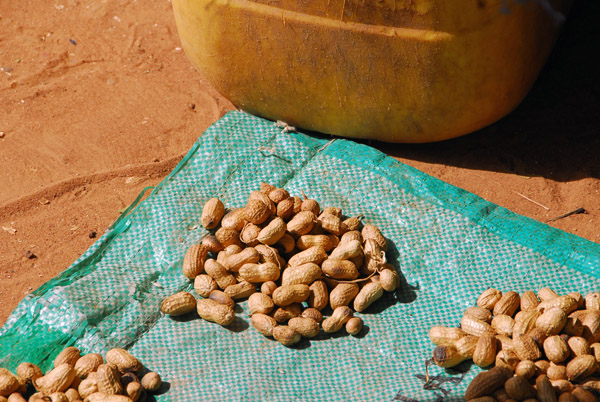 Piles of peanuts for sale, Diamou, Mali