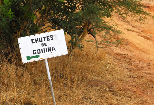 Sign for the Chutes de Gouina, waterfalls on the Senegal River, Western Mali