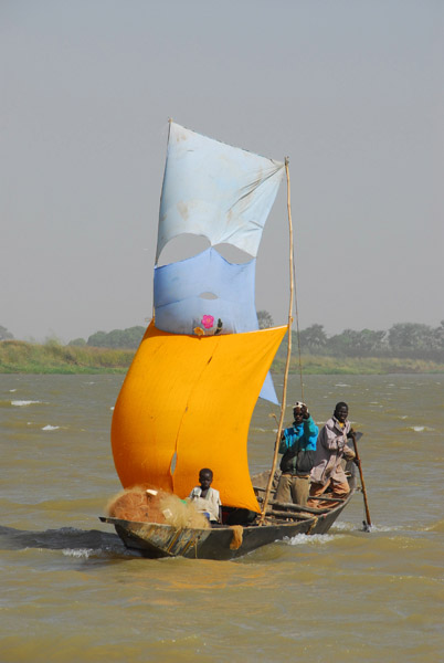 Double sailed pirogue, Niger River, Mali