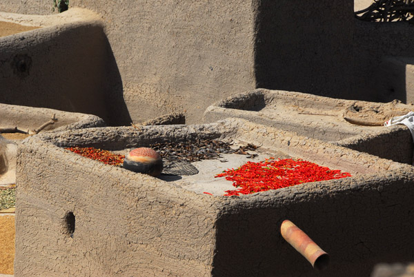 Chilis drying on the roof of a house, Kotaka, Mali