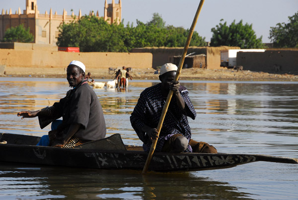 Two men in a pirogue, Konna, Mali