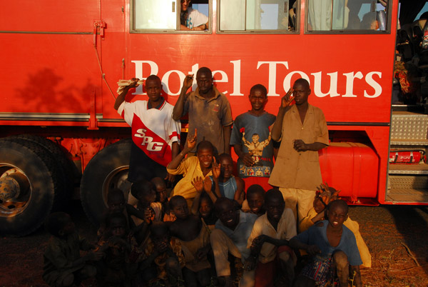 Villagers posing in front of the truck, Niger