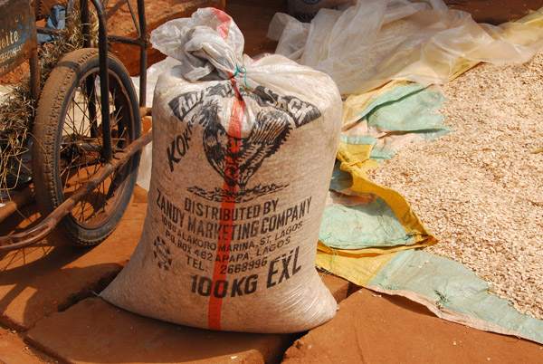Sack of grain imported from nearby Nigeria