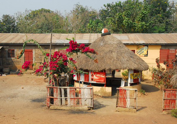A small thatched bar along the main road, Benin