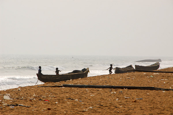 Fishing boats on the beach at Grand Popo, Benin