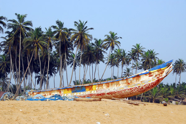 Fishing boat on the beach at Grand Popo, Benin