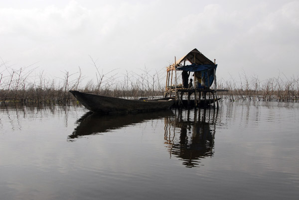 Fisherman's mid-lake shelter, Lac Nakoué, Benin