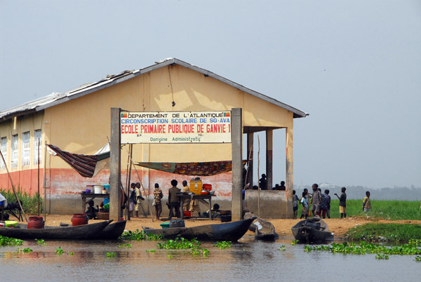 Ecole Primaire Publique de Ganvié, the local school built on a sandy island