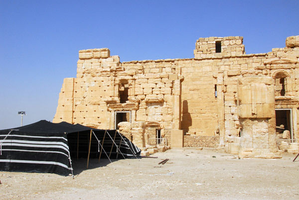 A bedouin tent set up for the Palmyra Festival
