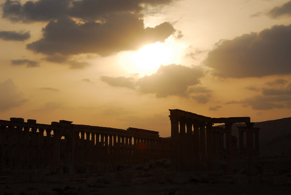 Sunset over the main Colonnade, Ancient Palmyra, Syria