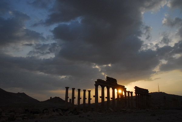 Colonnade at sunset, Palmyra
