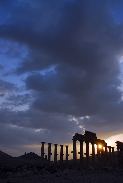 Colonnade at sunset, Palmyra
