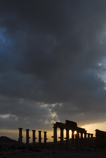 Colonnade at sunset, Palmyra