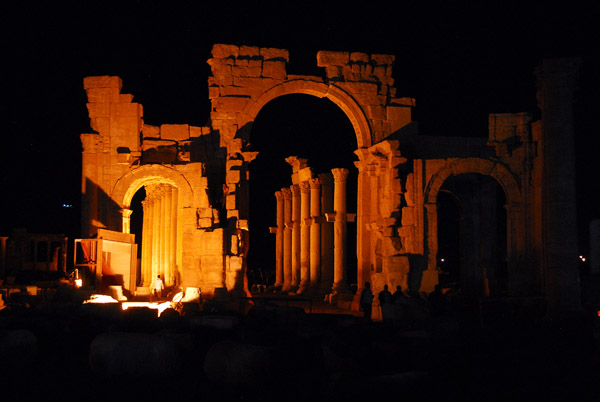 Monumental Arch, Palmyra, at night