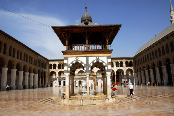 The Umayyad Mosque ablution fountain is said to mark the halfway point between Istanbul and Mecca