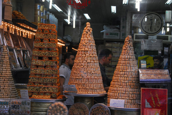 There are several fancy sweets shops on the southeast side of Martyr's Square (Marjeh) Damascus