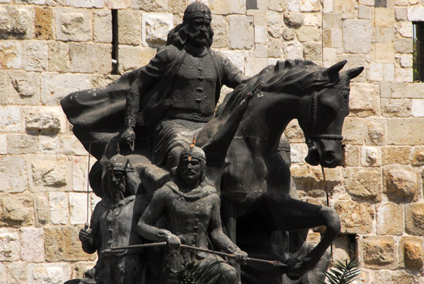 Statue of Saladin in front of the Citadel of Damascus