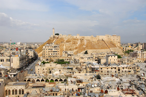 The Citadel of Aleppo, rising above the old city on an extinct volcanic cone