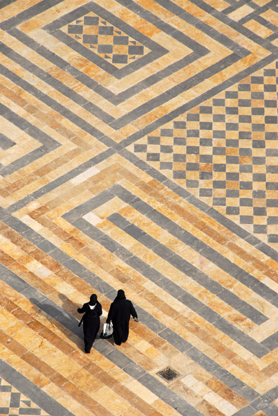 Beautiful stone floor of the Umayyad Mosque courtyard