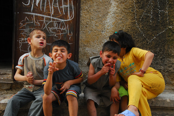 Kids hanging out in old town Aleppo