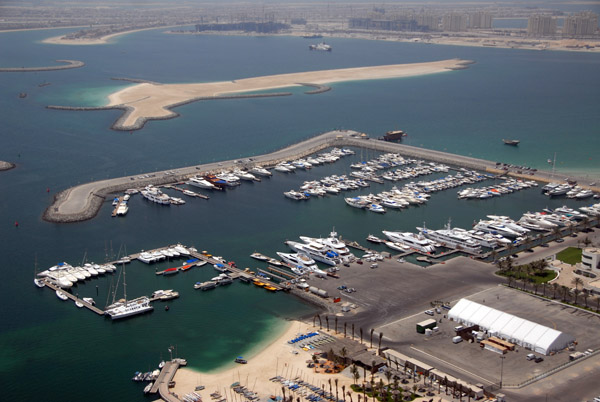 View of the Dubai International Marine Club from the top of the Grosvenor Hotel