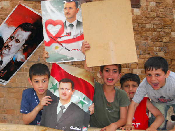 Kids were really getting into the Bashar spirit all over Tartous