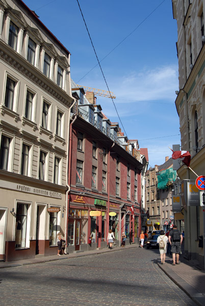 Commercial street in Old Town Riga