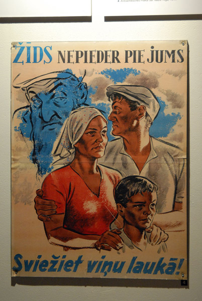 Nazi propaganda poster against the Jews in Latvia