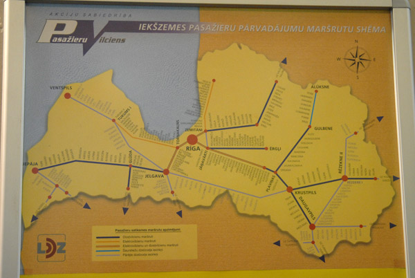 Map of the Latvian Railway network