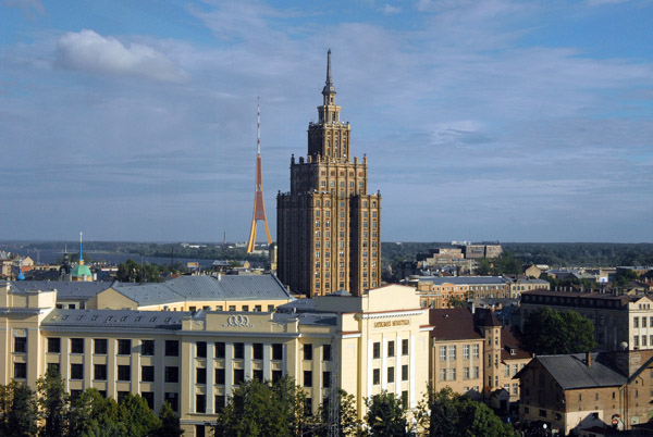View of the Latvian Academy of Sciences building from the tower of Riga Station