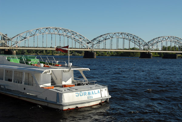 The Jurmala, one of several tourist boats offering cruises on the Daugava River, Riga