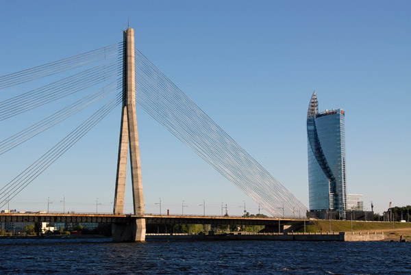 Vansu tilts (bridge) and Hansabank HQ, Riga, Latvia
