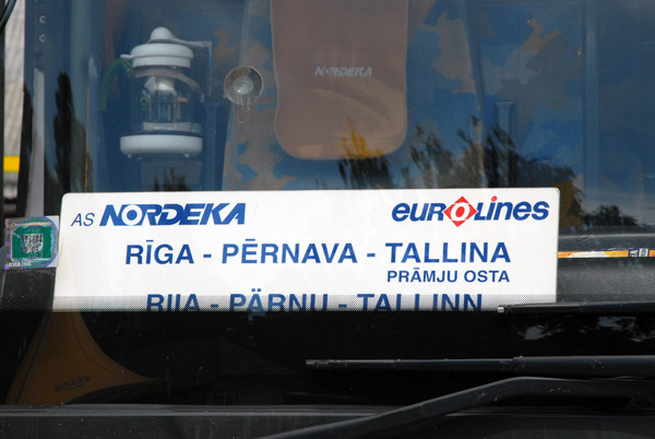 Nordeka bus from Riga to Tallinn via Prnu, Estonia