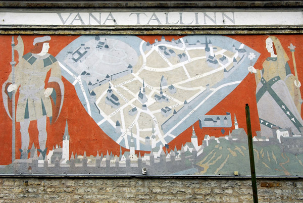 Vana Tallinn - large map painted on a wall