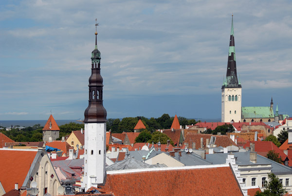 Spires of Holy Spirit Church (left) and St. Olaf