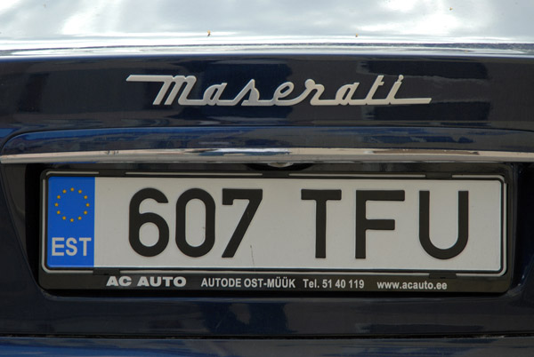 Estonian license plate on a Maserati, Tallinn