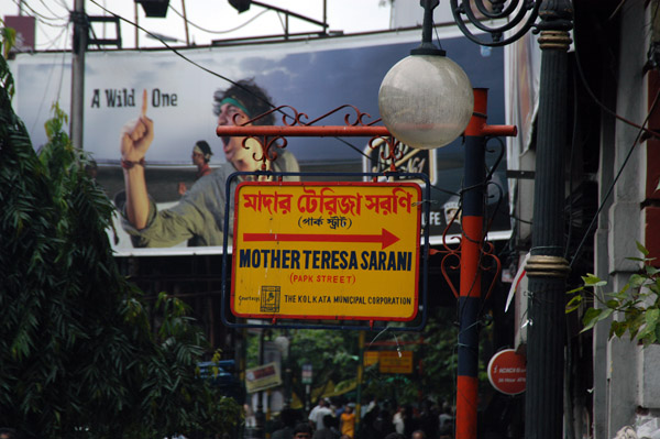 Sign for Mother Teresa Sarani, the former Park Street
