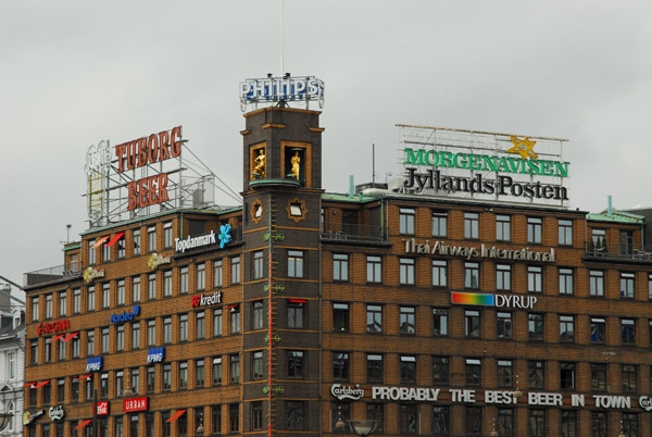 Commercial building covered with advertising, H.C. Andersens Boulevard & Vesterbrogade, Copenhagen
