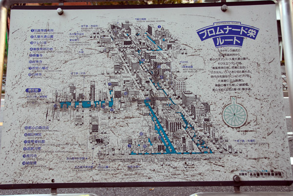 Map of tourist sites in central Nagoya